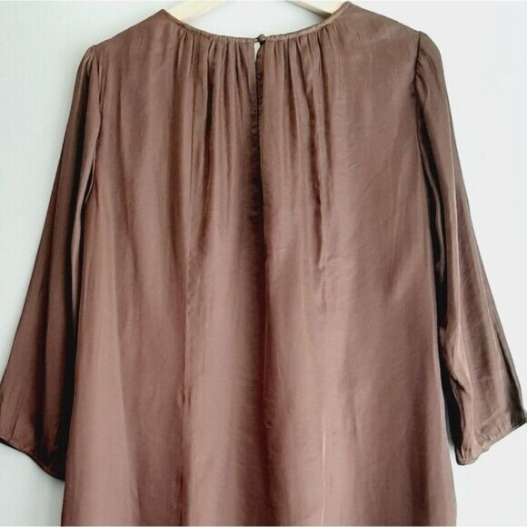 WILFRED Aritzia Tent Knee Length Dress Flowy Lightweight Tan Sz M Flawed - Picture 9 of 16